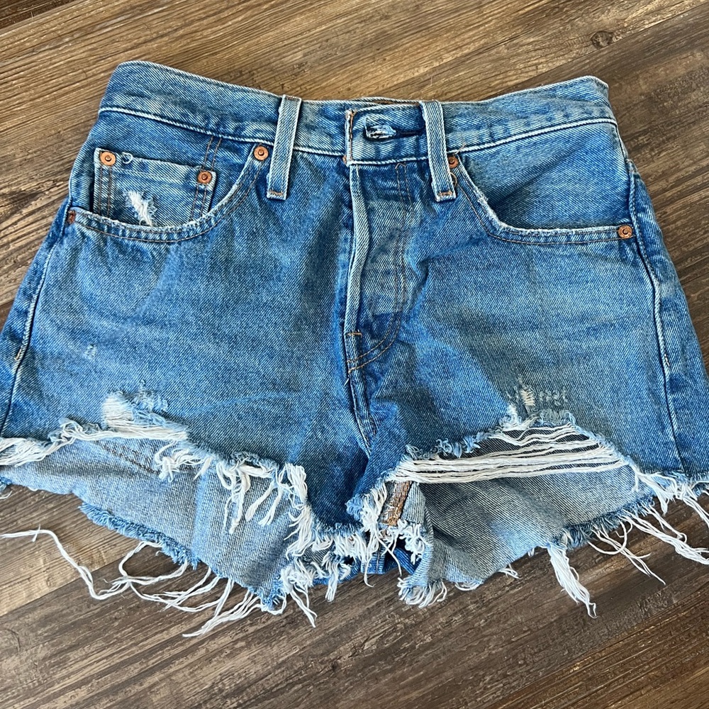Levi's Frayed Blue Jean Shorts